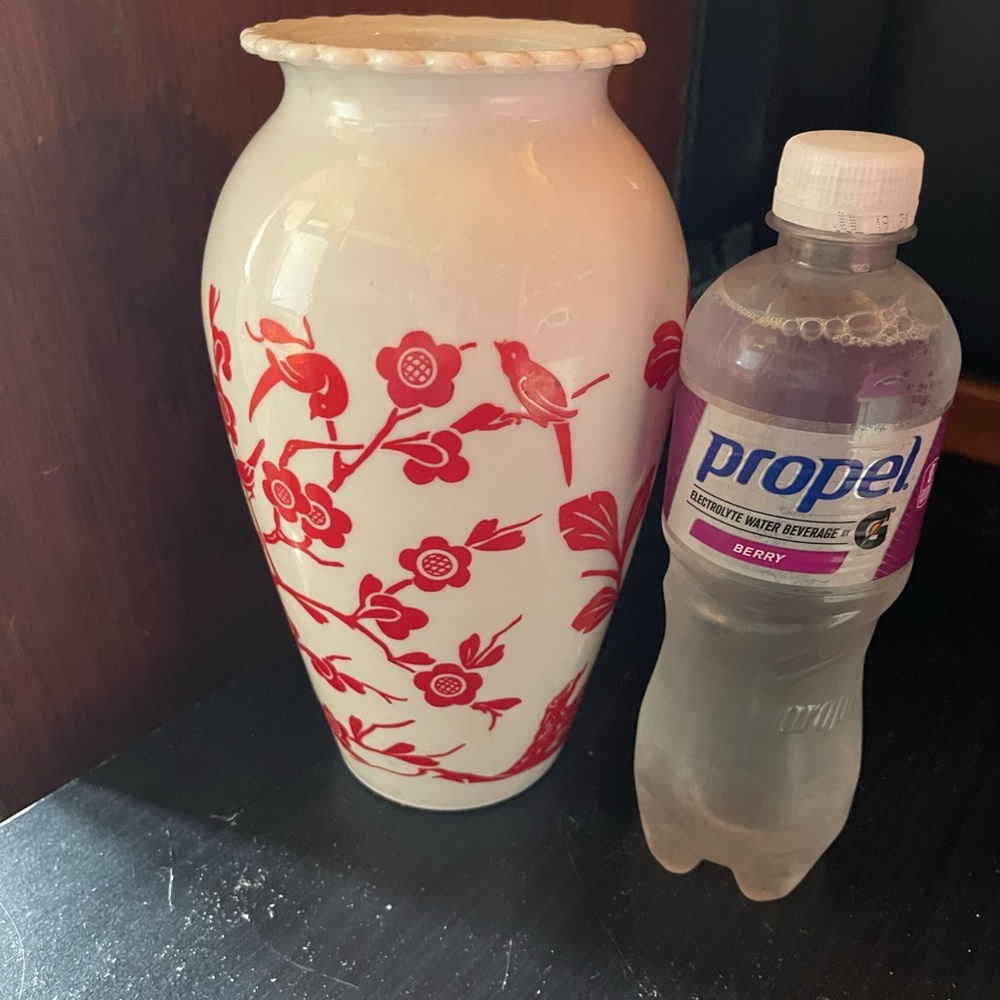 Floral Red and White Vase